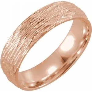 10K Rose 6 mm Tree Bark Pattern Band  Size 10