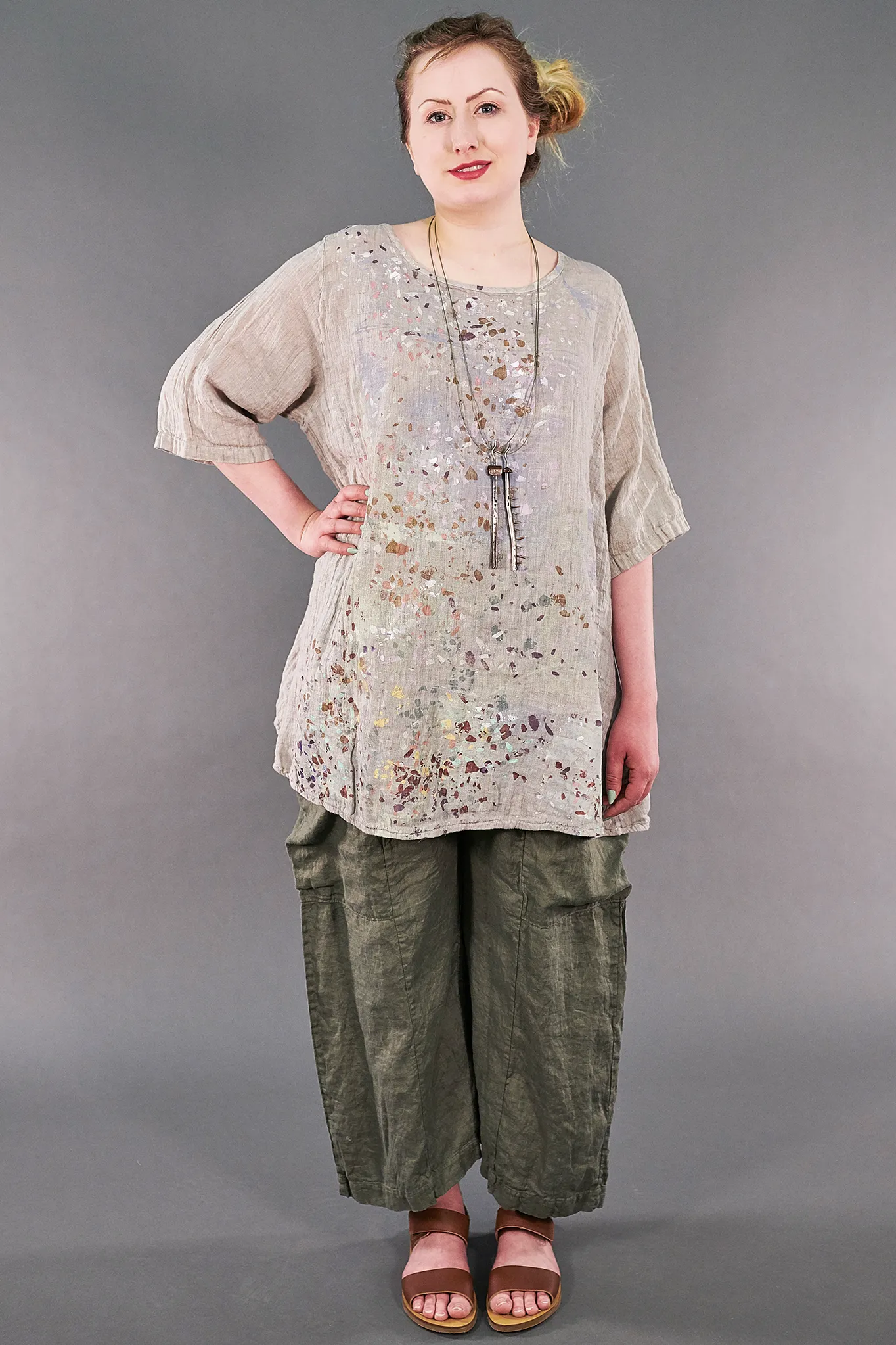 1210 Linen Simple Tunic Fog-P