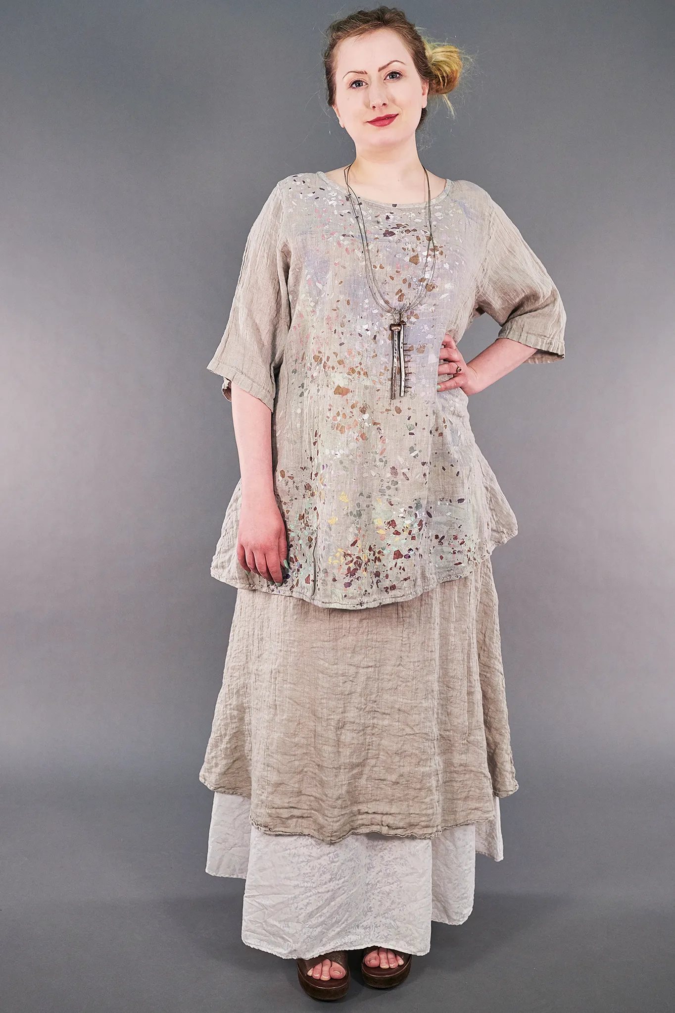 1210 Linen Simple Tunic Fog-P
