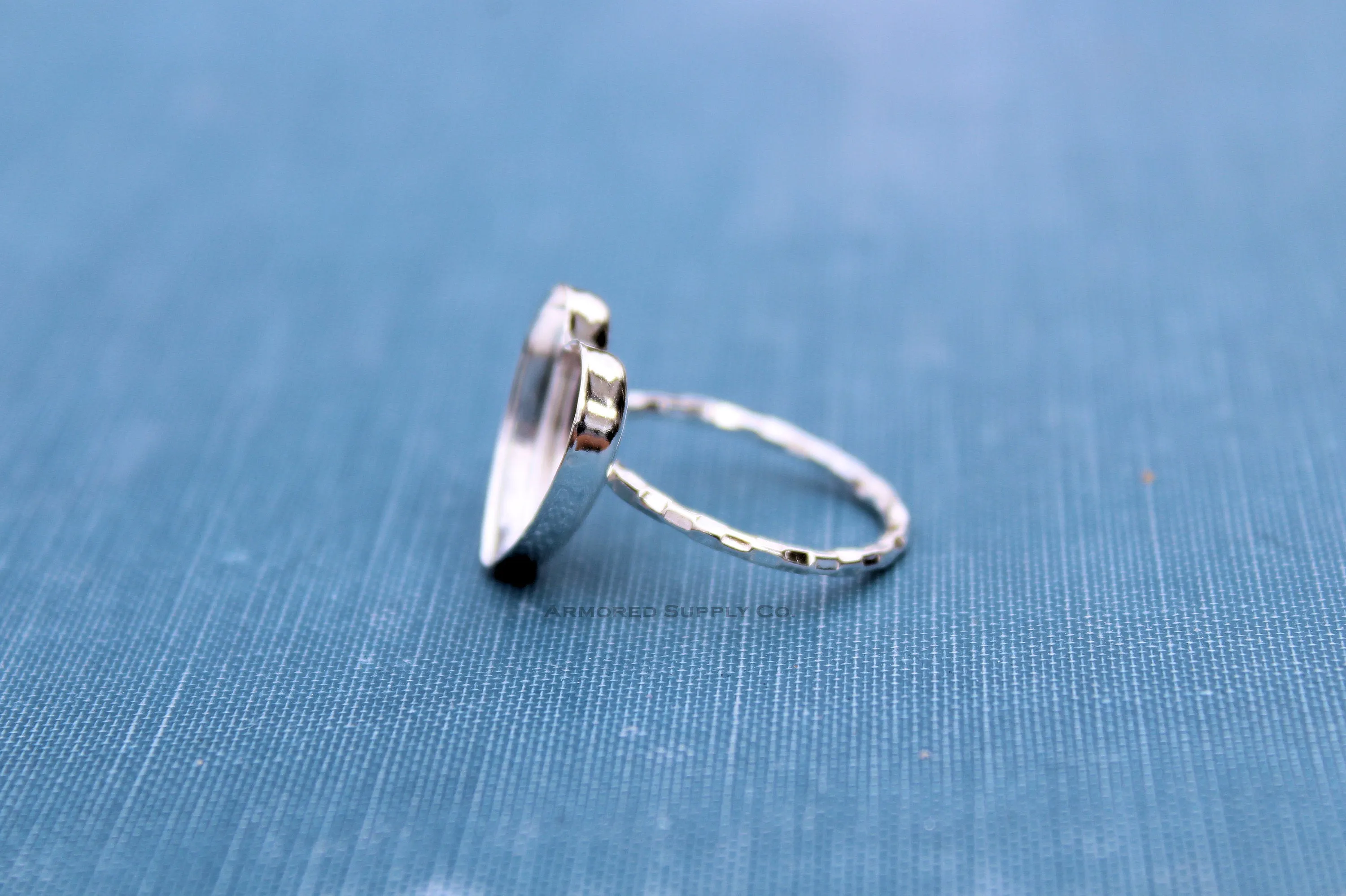 12mm Heart Bezel Checkered Ring blank ring band