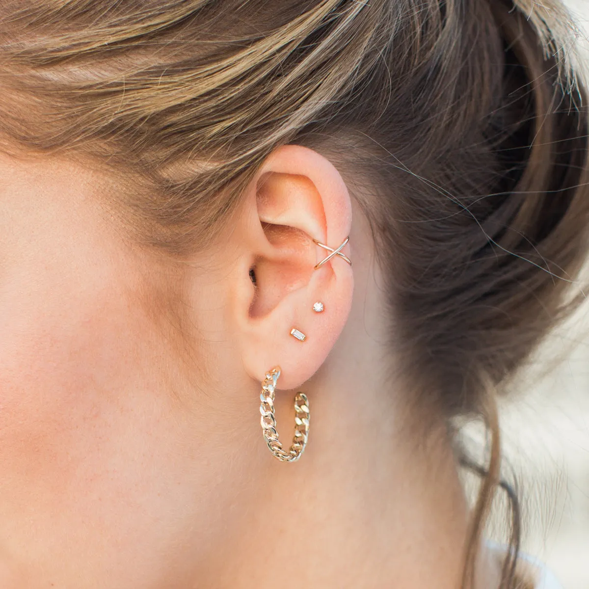14k Gold X Crossover Ear Cuff
