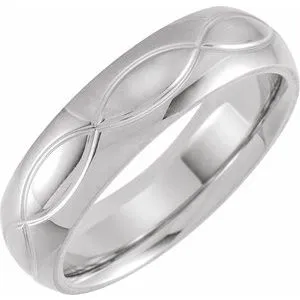 14K White 6 mm Infinity Patterned Band Size 11