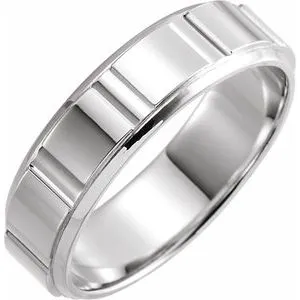 14K White 6 mm Patterned Band Size 9
