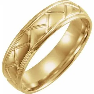 14K Yellow 6 mm Tread Pattern Band Size 11.5