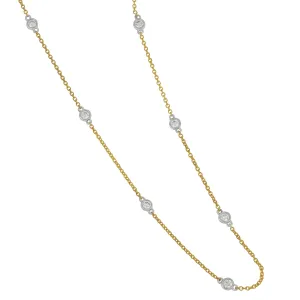 14k Yellow and White Gold Diamonds by the Yard Necklace 20" Adjustable, D=0.53tw