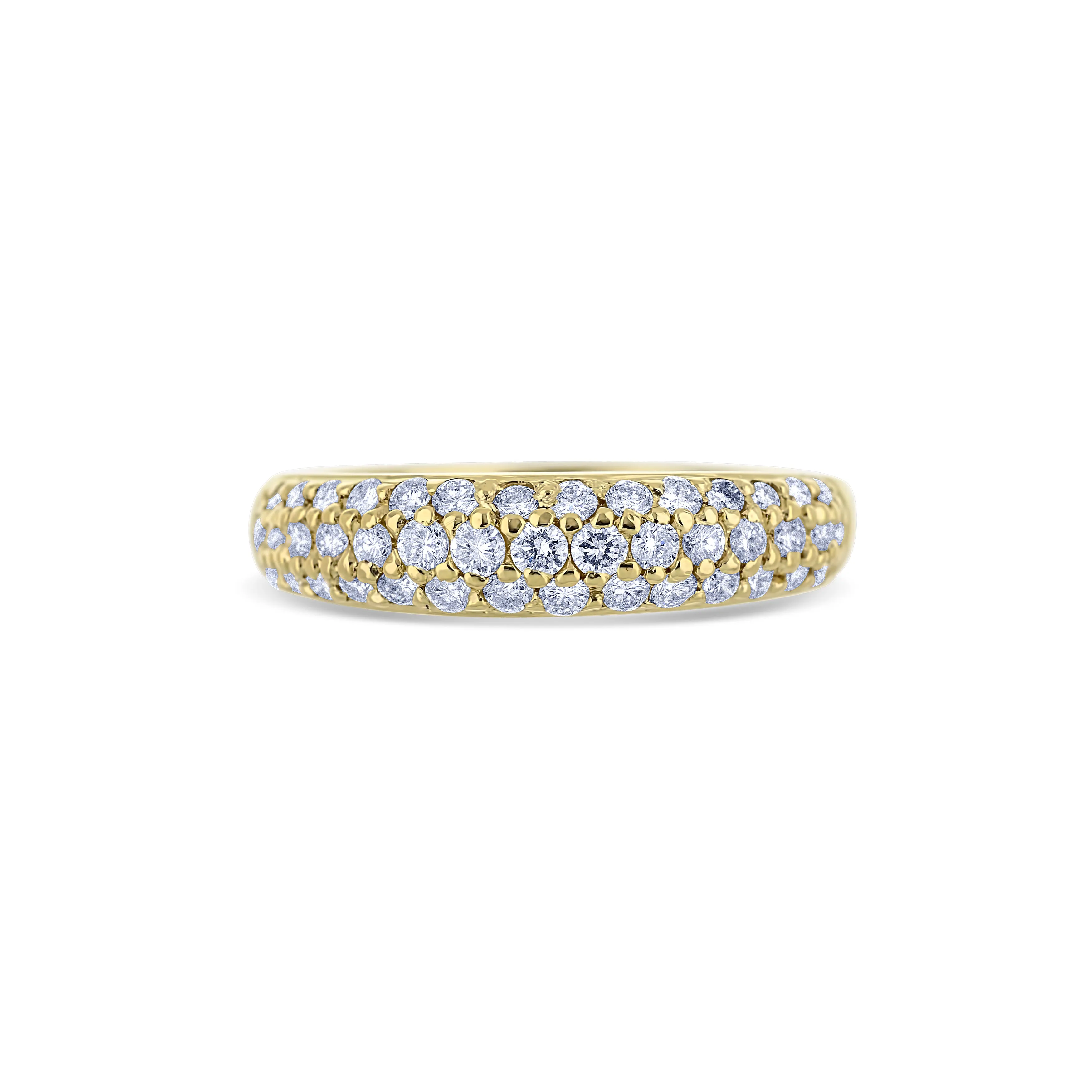 14K Yellow Gold Pave Diamond Dome Ring