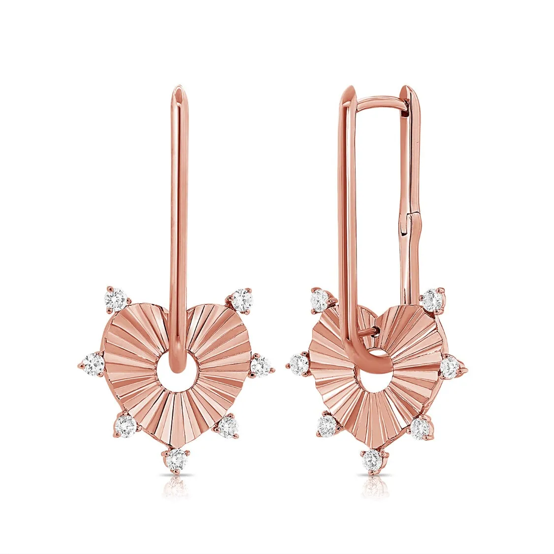 14KT Gold Diamond Elena Heart  Earrings