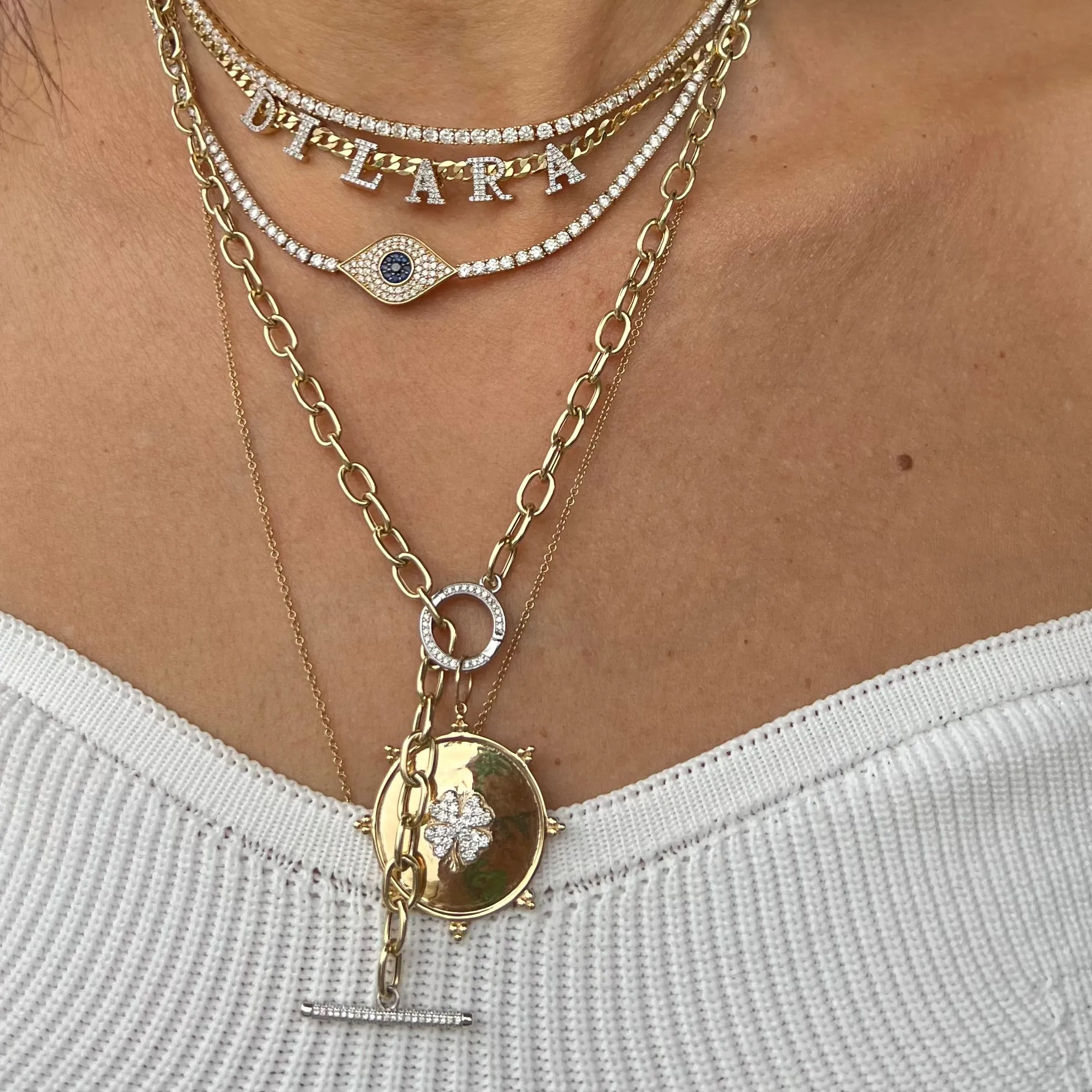 14KT Gold Diamond Lina Clover Charm Pendant