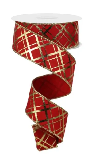 1.5" Metallic Thick/Thin Diagonal: Red, Gold (10 Yards) RGE167336