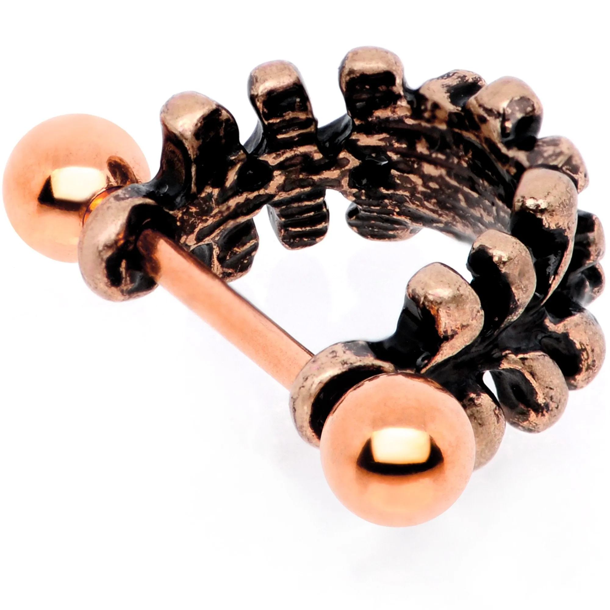 16 Gauge 1/2 Clear Gem Rose Gold Tone Flower Cuff Cartilage Earring