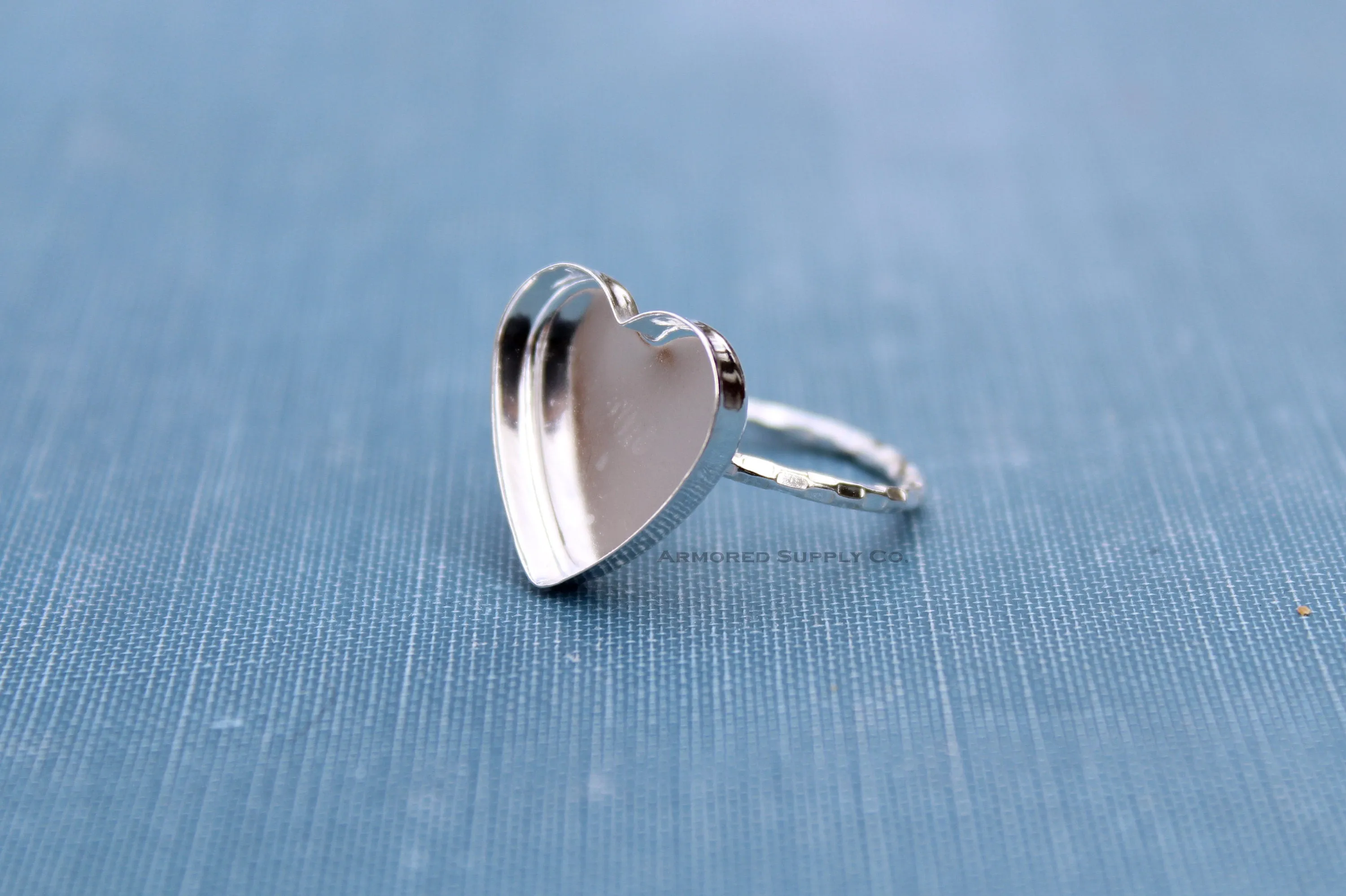 16mm Heart Bezel Checkered Ring blank ring band
