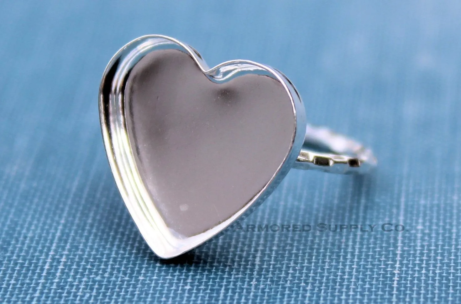16mm Heart Bezel Checkered Ring blank ring band