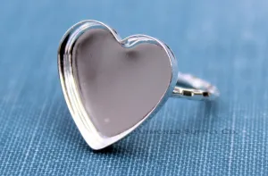 16mm Heart Bezel Checkered Ring blank ring band