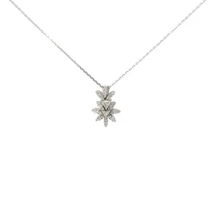 18k White Gold .90ct H SI1 Round Diamond Starburst Necklace