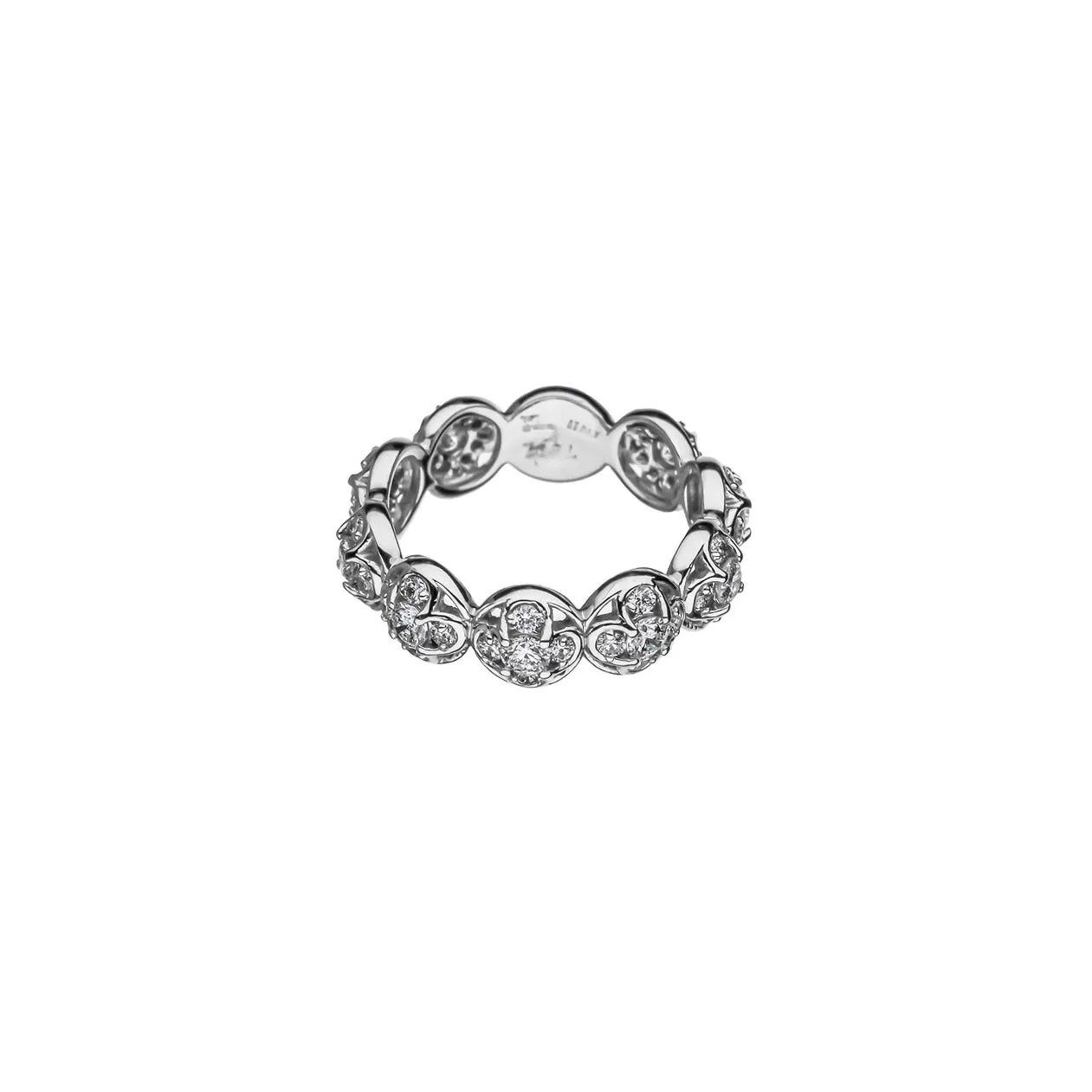 18K White Gold Round Diamond Cluster Eternity Band