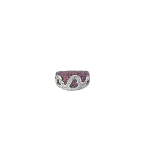 18k white gold1.00ct Round Diamond and 1.00ct round Ruby Heart Levian Ring