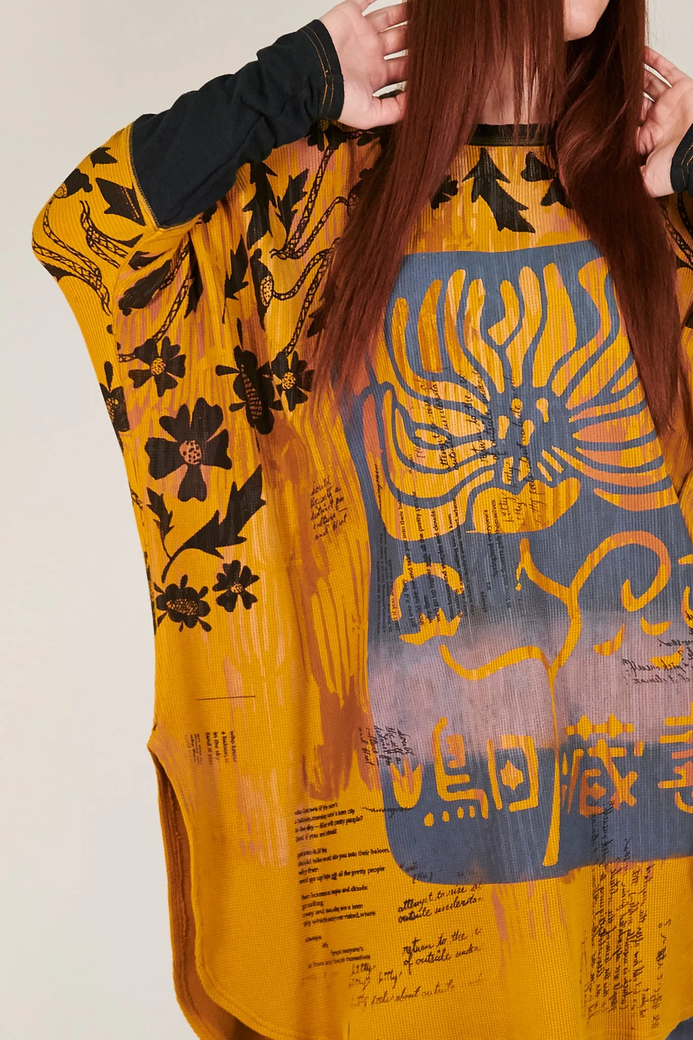 2251 Natural City Tunic Turmeric with contrast thread-P