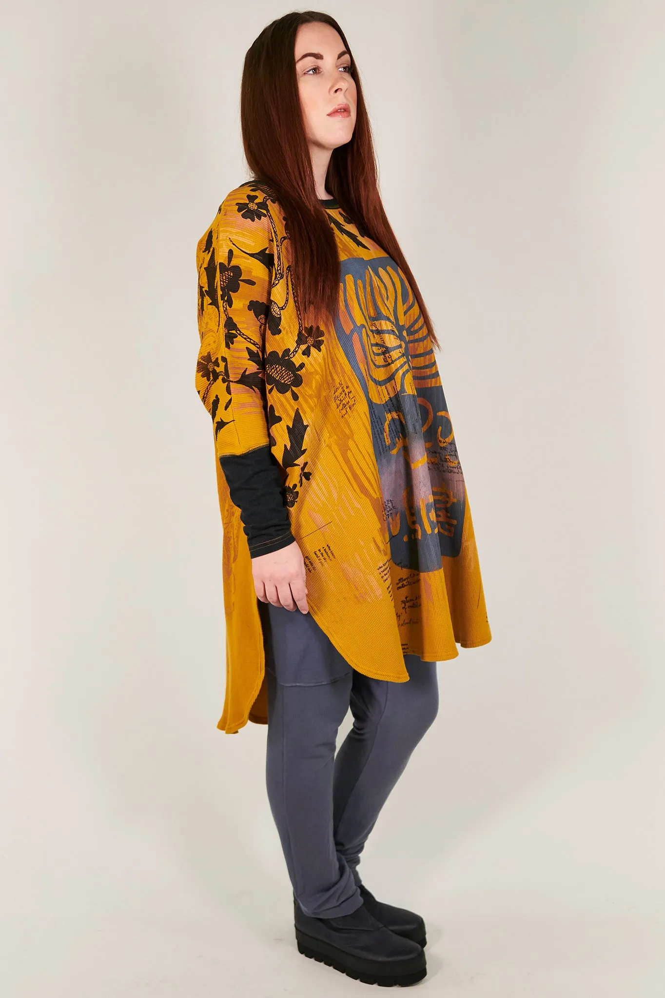 2251 Natural City Tunic Turmeric with contrast thread-P