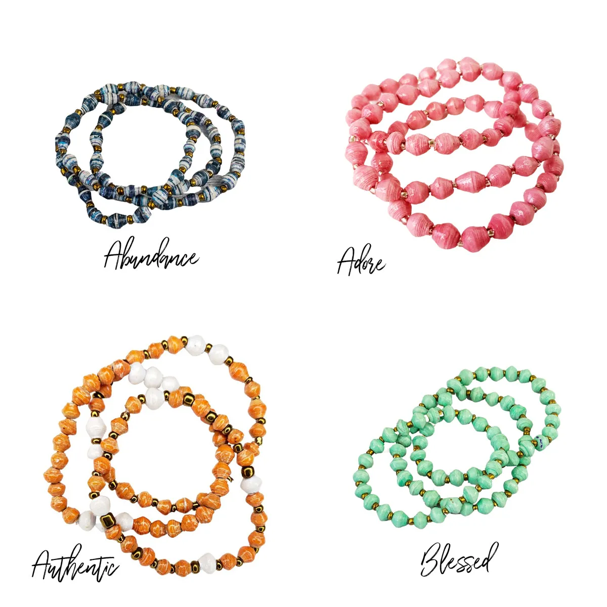 3 for $20 Recycled Paper Bead Simple Bracelet Trio
