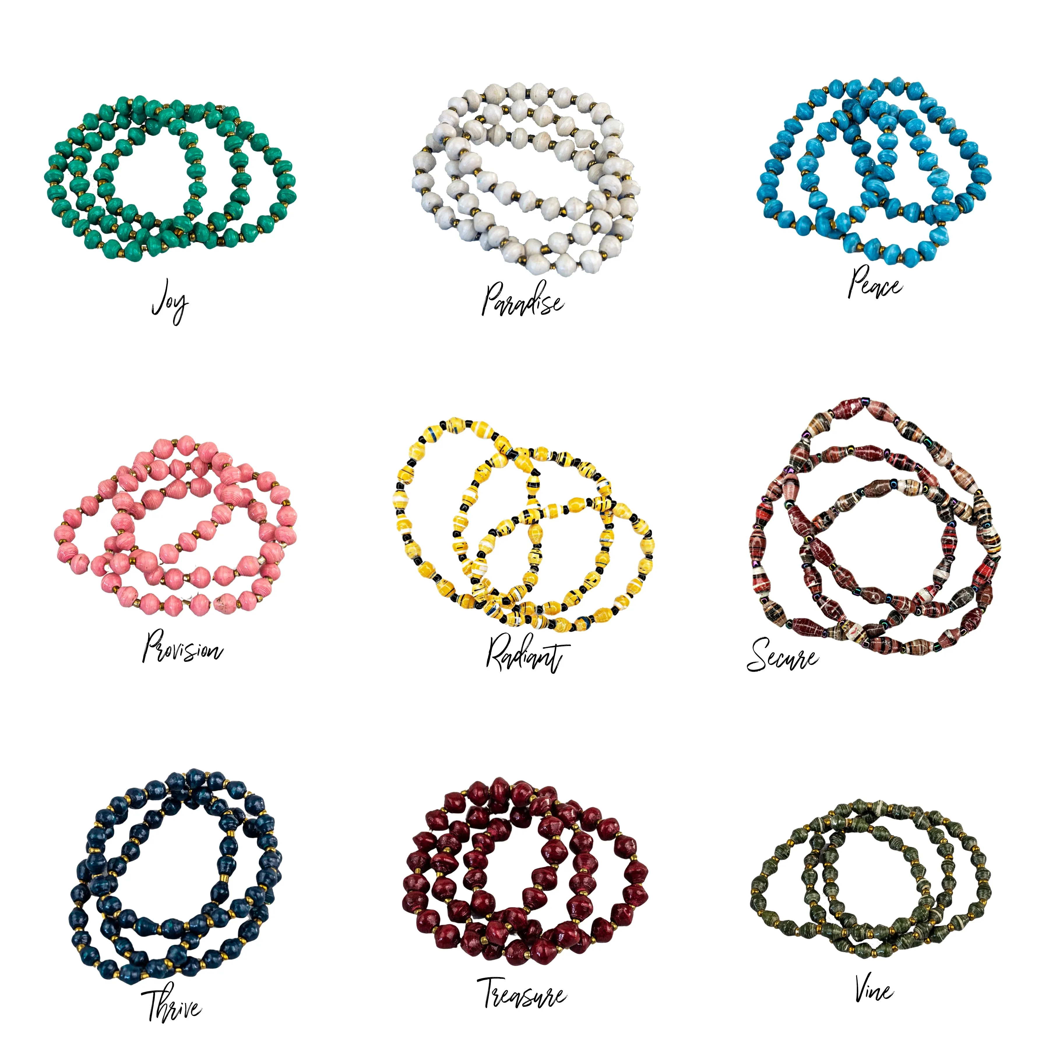 3 for $20 Recycled Paper Bead Simple Bracelet Trio