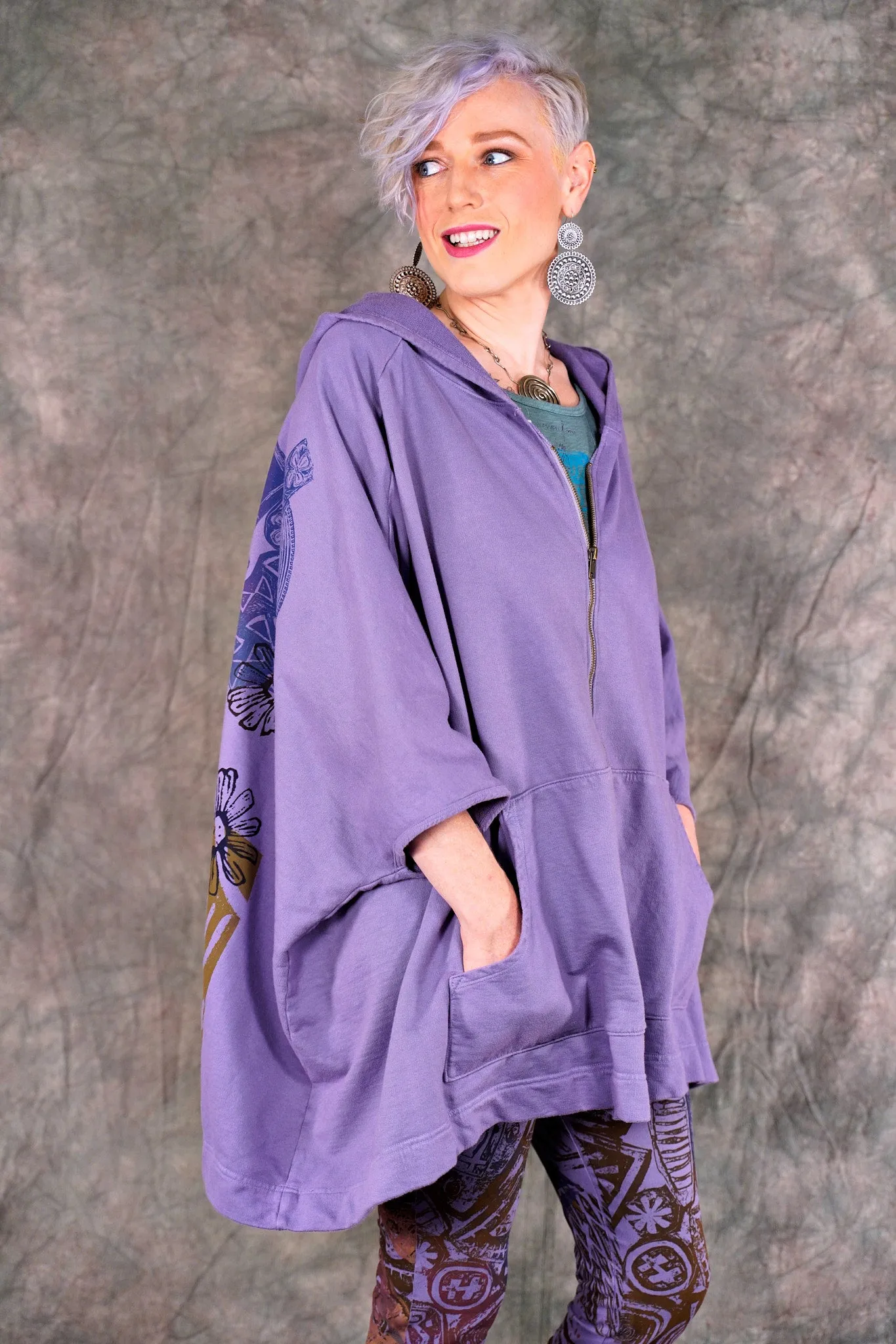 5307 Postcard Zipper Vest Violet-P