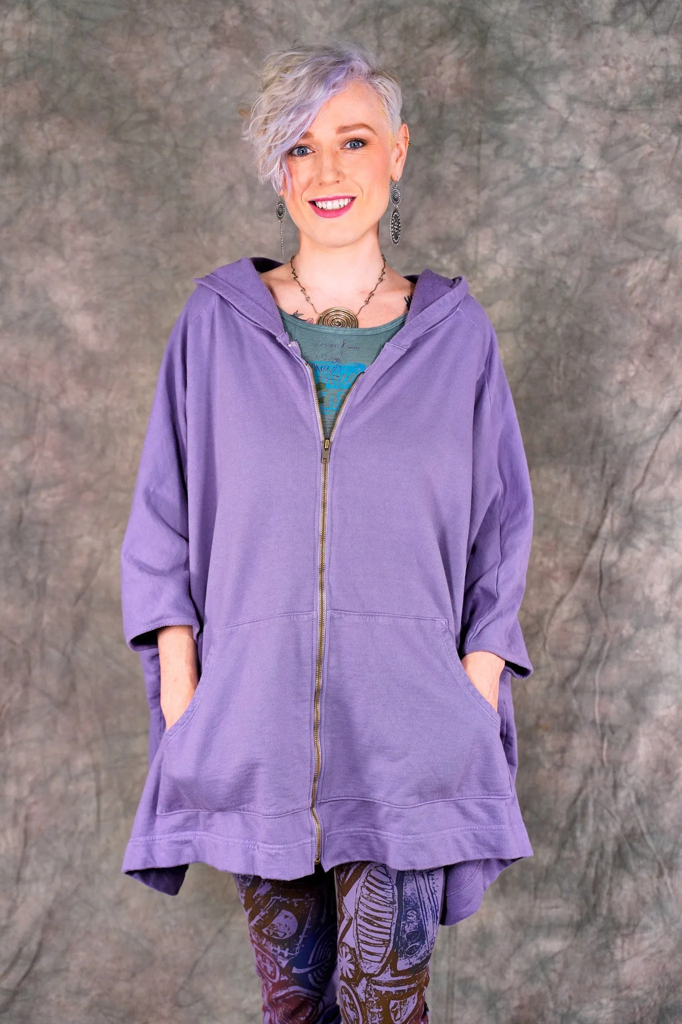 5307 Postcard Zipper Vest Violet-P