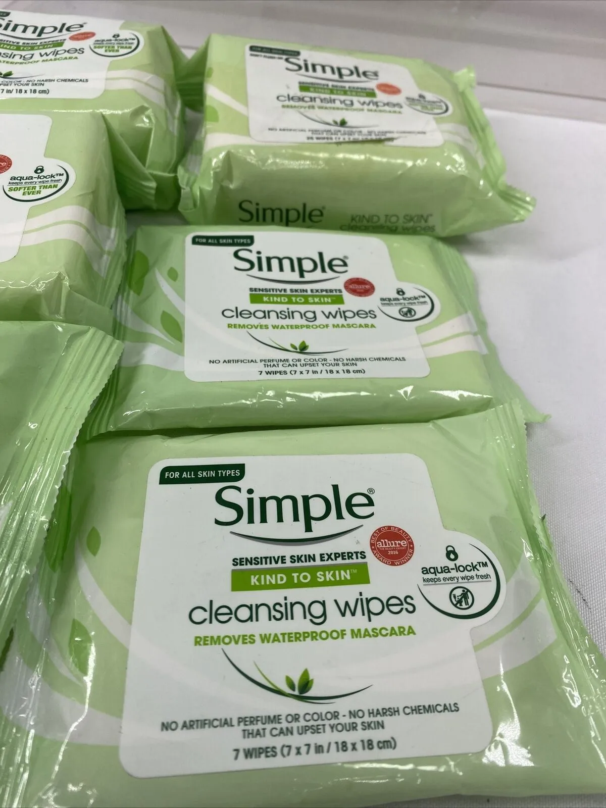 (7) Simple Sensitive Cleansing Wipes Make Up Removes Waterproof 7ct & 25ct 121tt