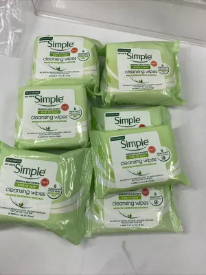 (7) Simple Sensitive Cleansing Wipes Make Up Removes Waterproof 7ct & 25ct 121tt