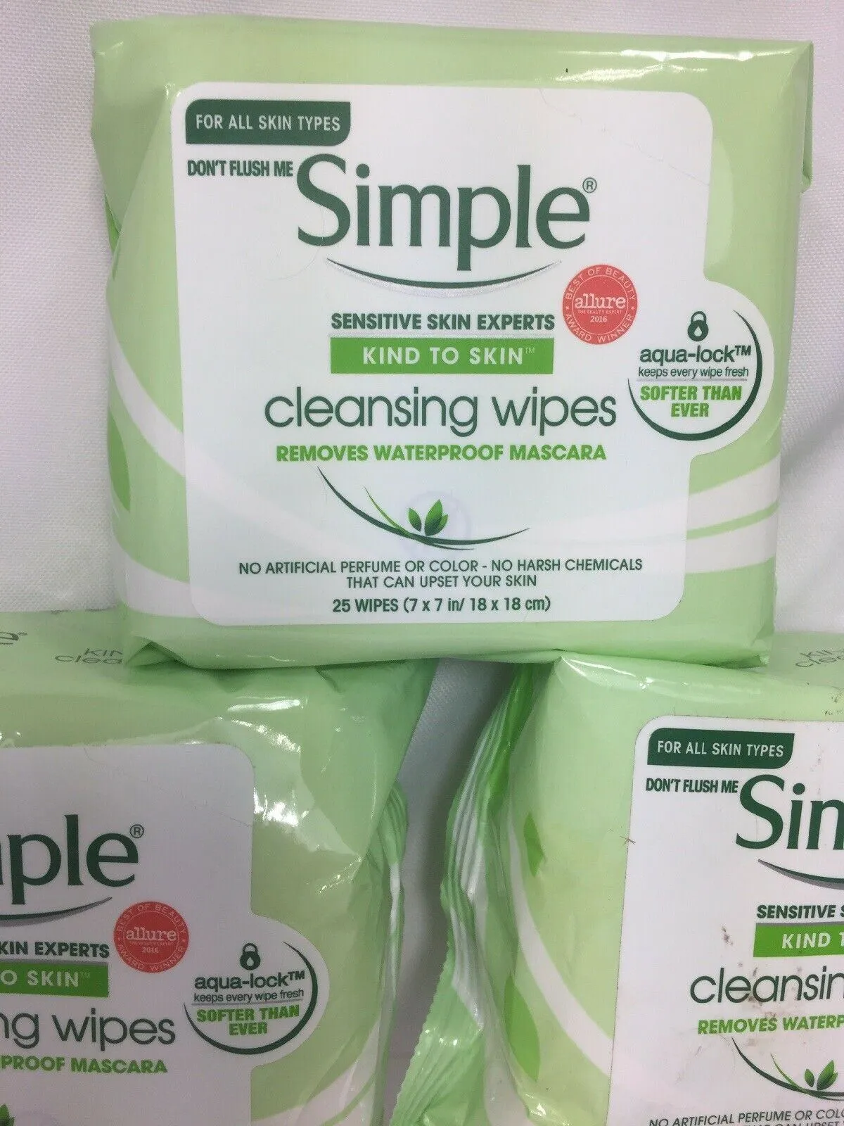 (7) Simple Sensitive Cleansing Wipes Make Up Removes Waterproof 7ct & 25ct 121tt