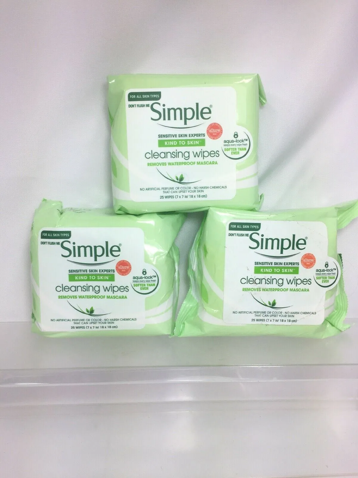(7) Simple Sensitive Cleansing Wipes Make Up Removes Waterproof 7ct & 25ct 121tt