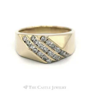 .75CTTW Diagonal Row Channel Set Diamond in 14KT Yellow Gold