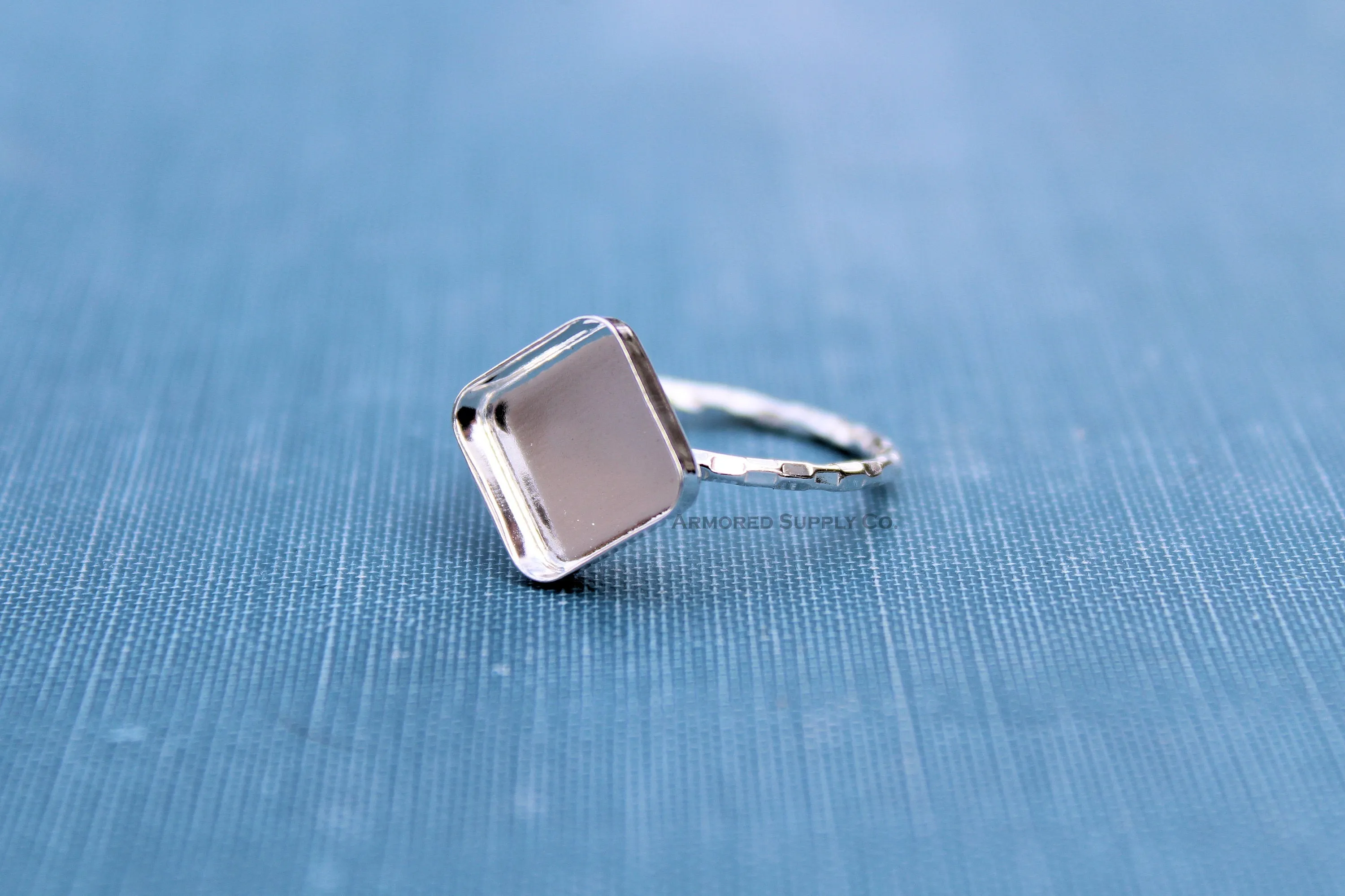 8mm Square Bezel Checkered Ring blank