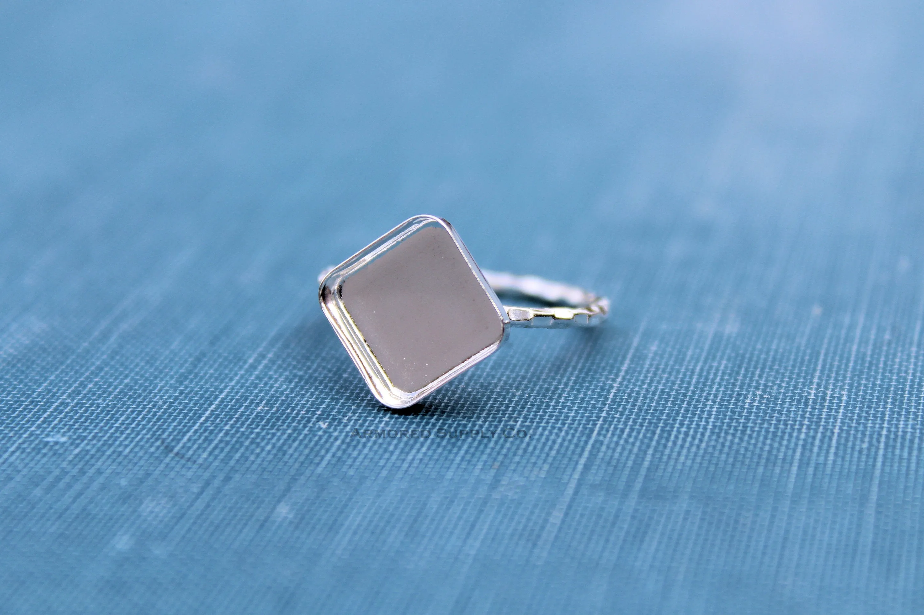 8mm Square Bezel Checkered Ring blank