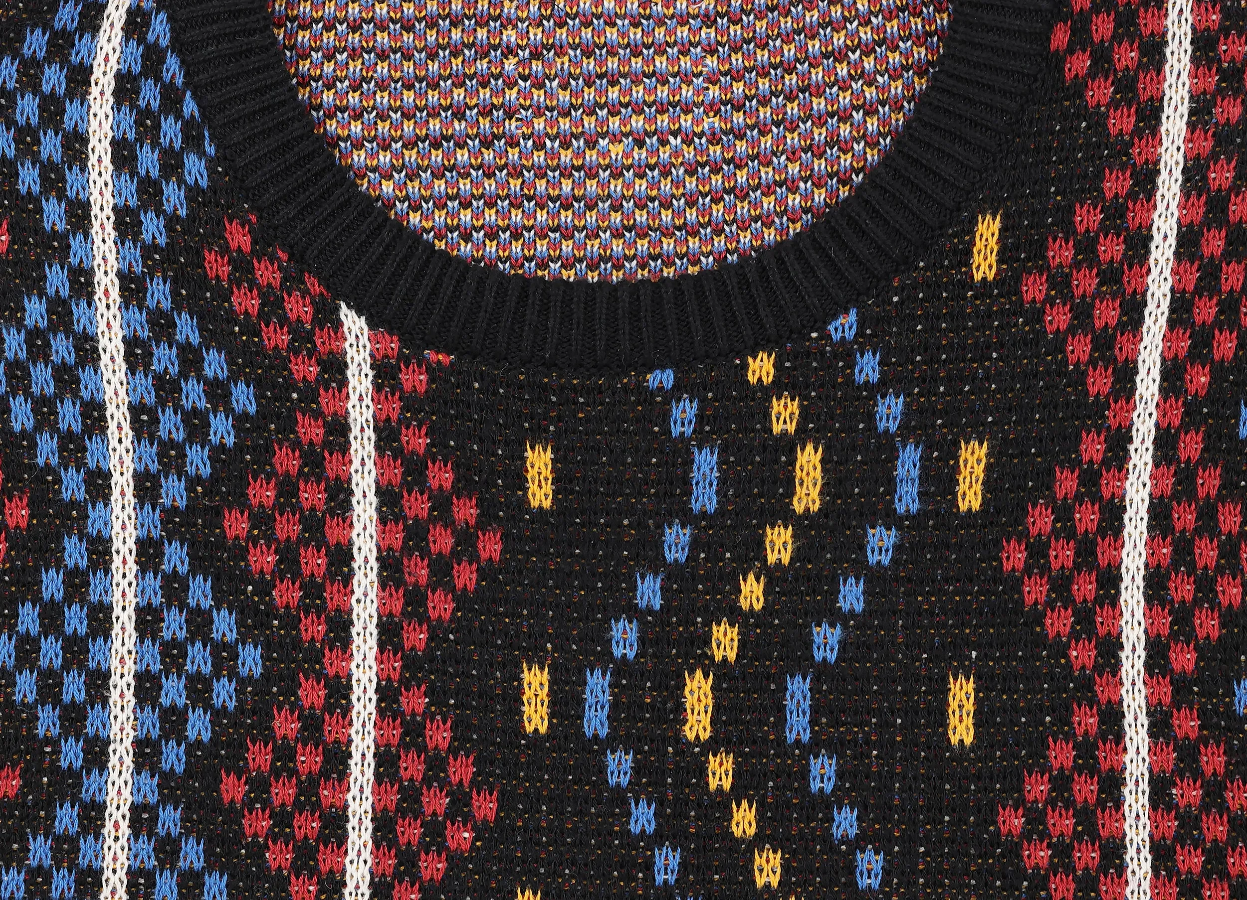 90s Striped Pattern Knit Jumper - Black - M