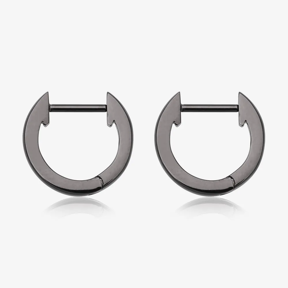 A Pair of Blackline Simple Huggie Hoop Steel Earring