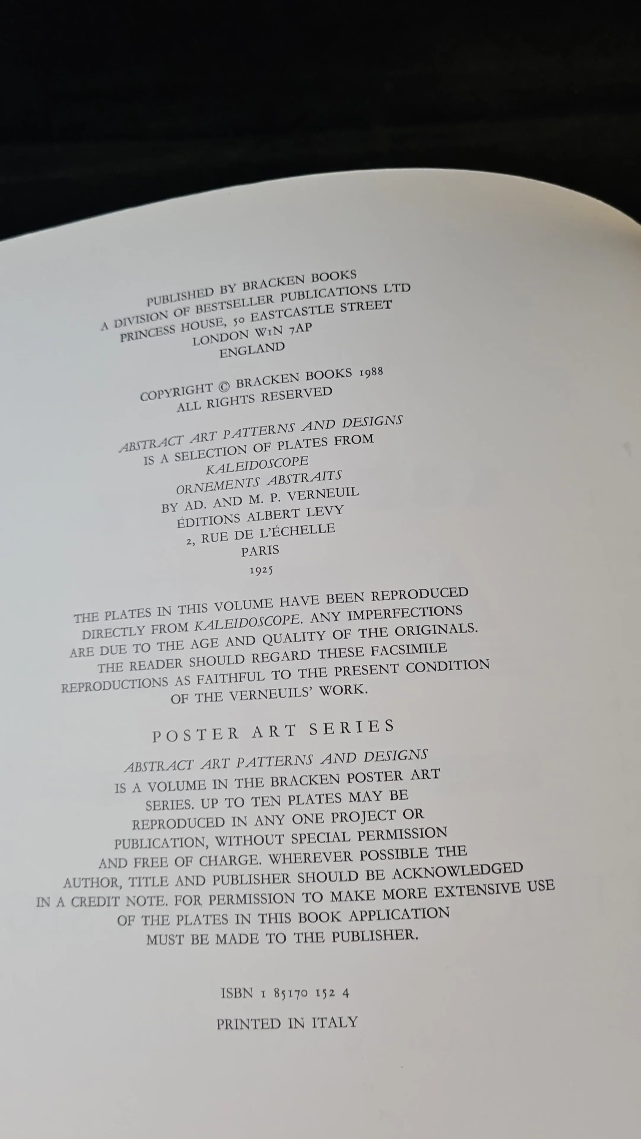 Ad & M P Verneuil - Abstract Art, Patterns & Designs, Bracken Books, 1988