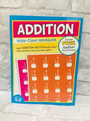 Addition Wipe Clean Work Book! reusable wipe clean pages! Includes free counting song download!