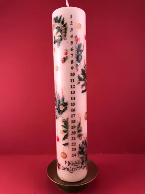 Advent Pillar Candle: Merry Christmas