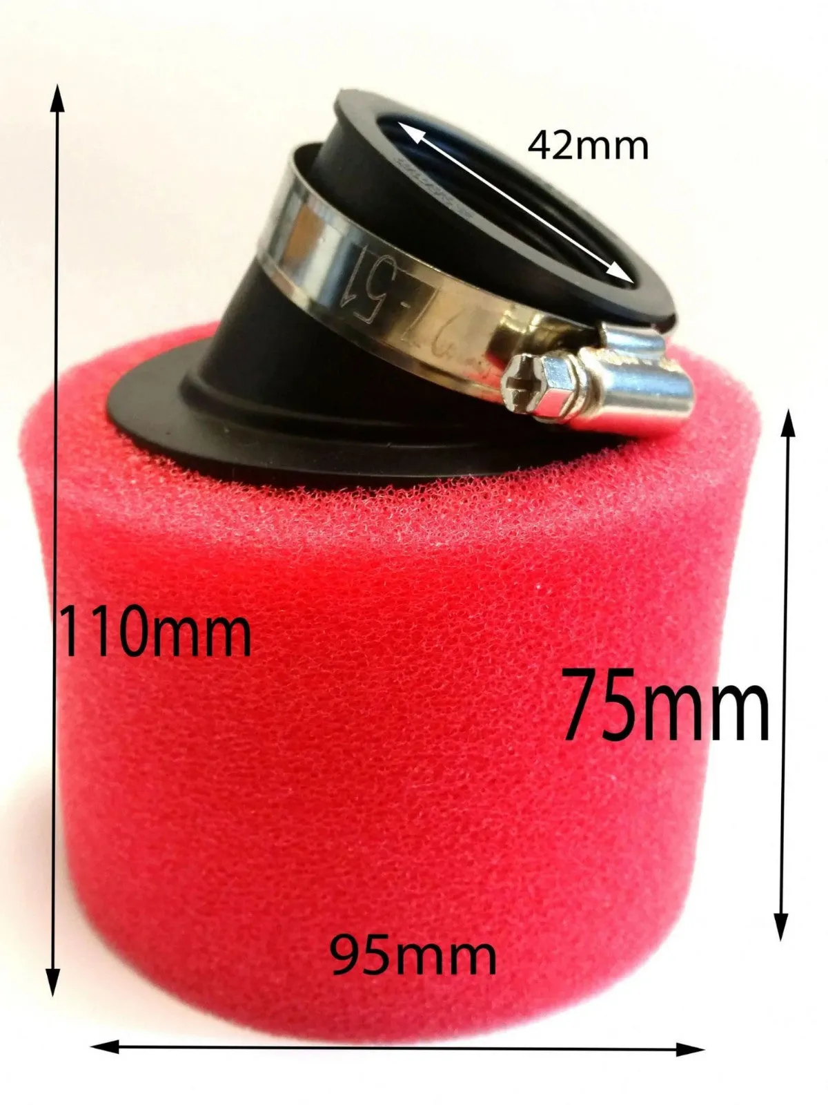AF023 42MM RED SPONGE AIR FILTER ANGLED FOR QUAD DIRT PIT BIKE ATV