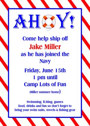 AHOY DIAGONAL STRIPE CUSTOM INVITATION