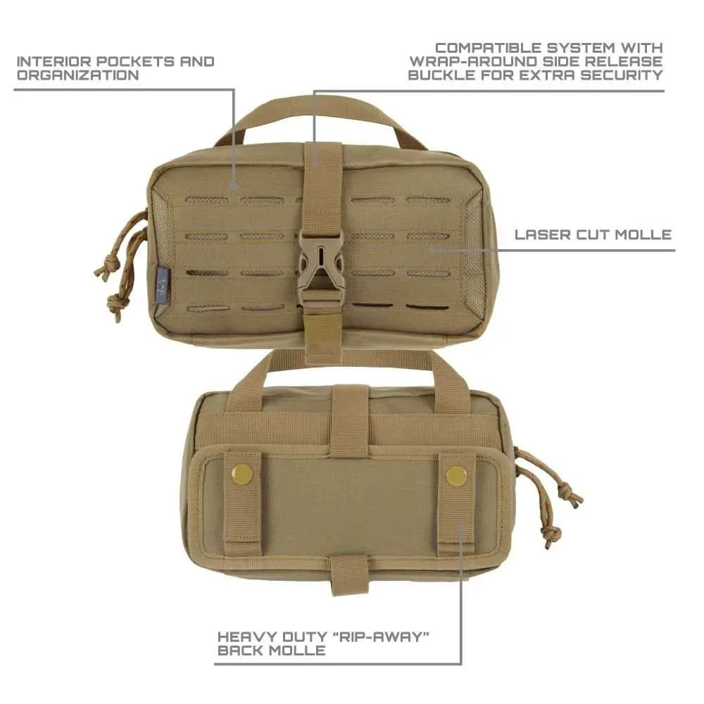 Allen Tac-Six Detachment Tactical Accessory Pouch, Removable Back Panel, 9"L x 5"W, Coyote