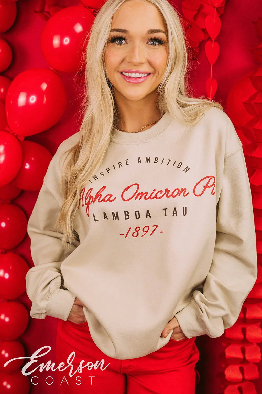Alpha Omicron Pi PR Inspire Ambition Crewneck