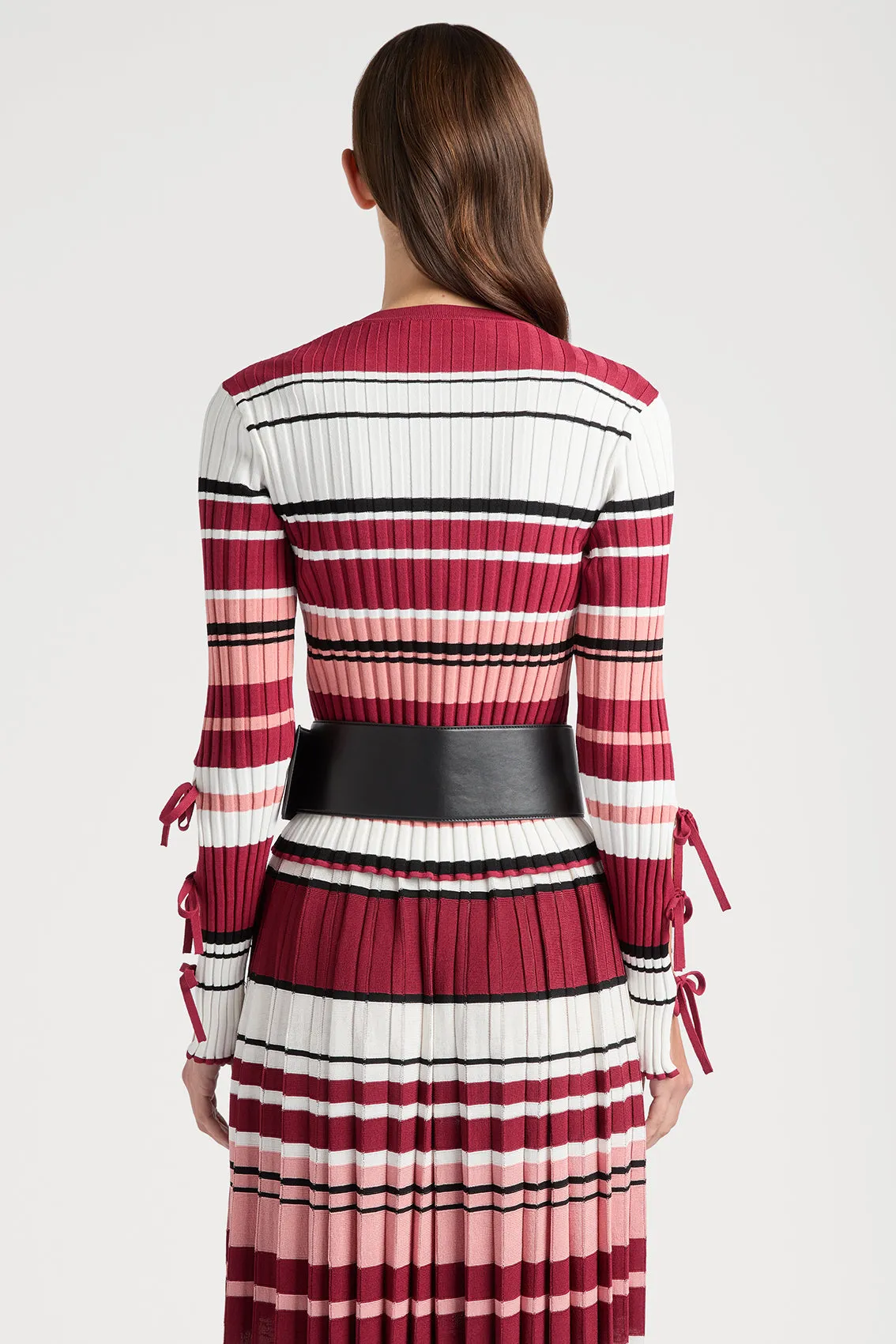 AMALFI COAST RED STRIPED KNITWEAR ADORNED WITH A BOW