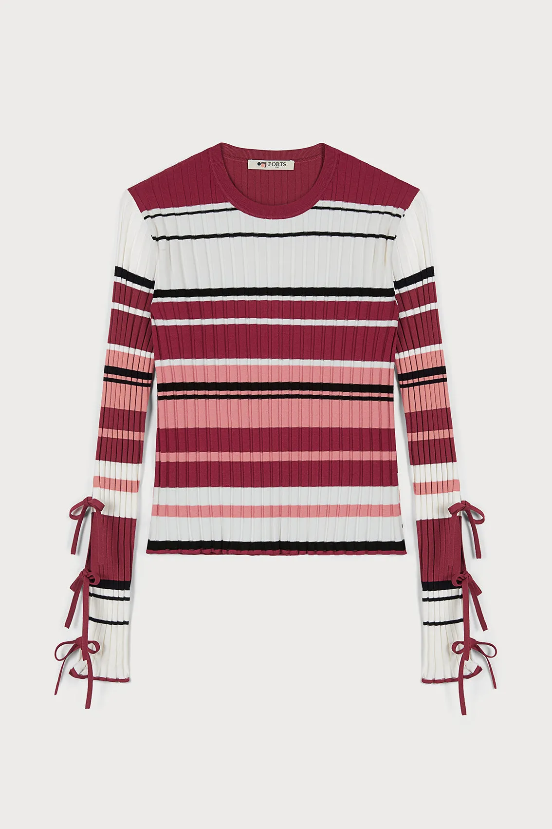 AMALFI COAST RED STRIPED KNITWEAR ADORNED WITH A BOW