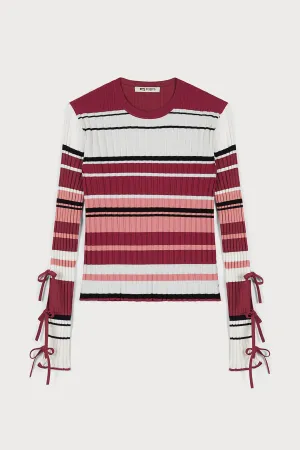 AMALFI COAST RED STRIPED KNITWEAR ADORNED WITH A BOW