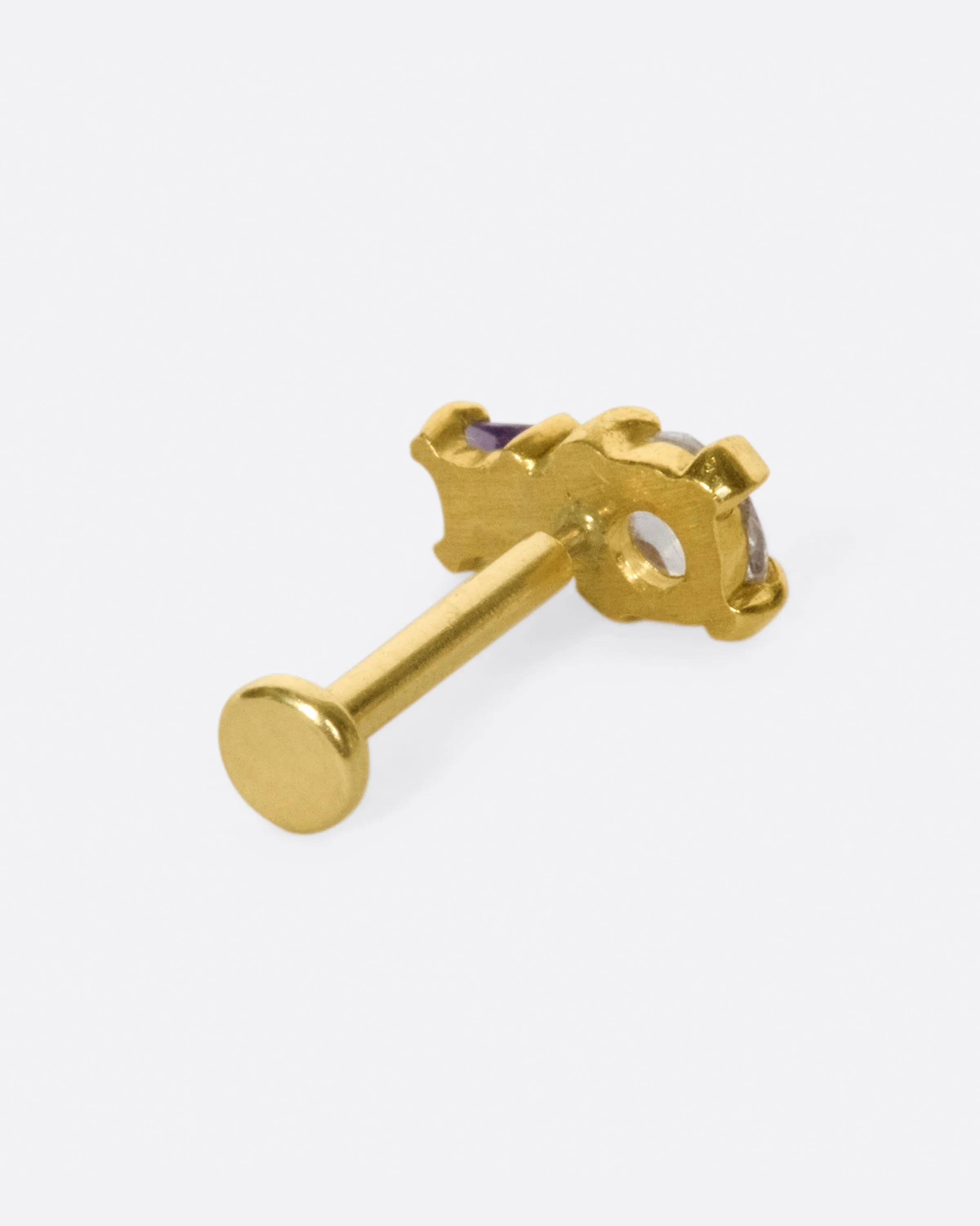 Amethyst Duo Threadless Earring