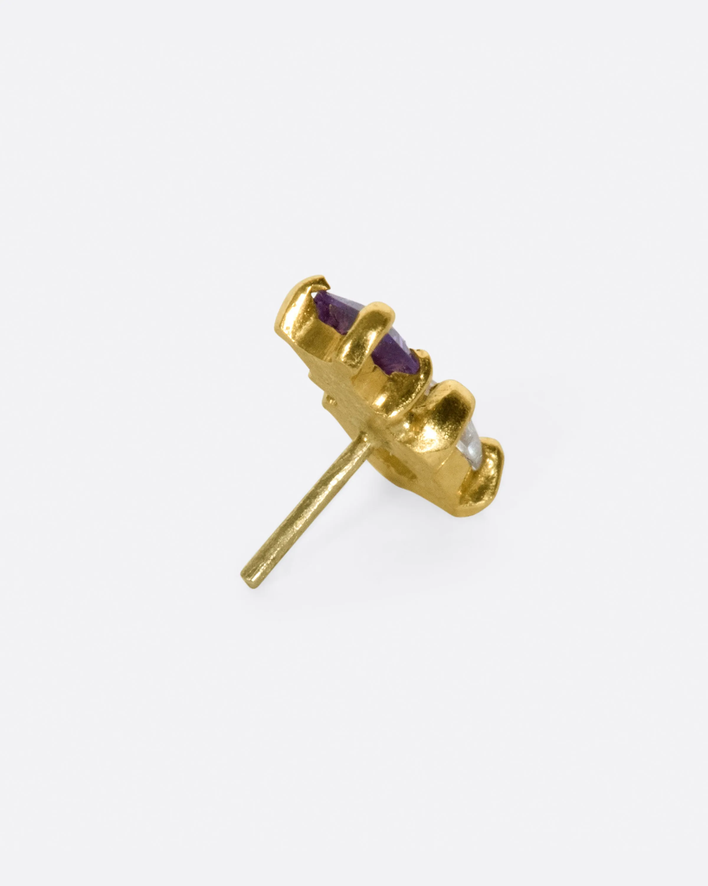 Amethyst Duo Threadless Earring