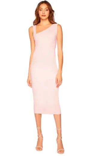 Angled Strap Top Midi Dress - Nude