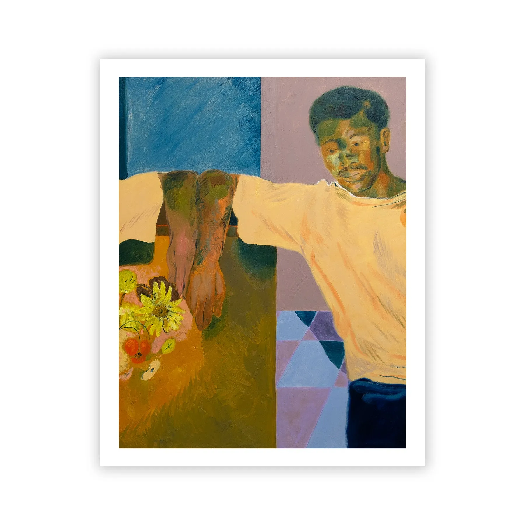 Anthony Cudahy, Lean Mirrored (with Redon Flowers), 2021; Hand-Embellished, Signed, and Numbered Limited Edition Print