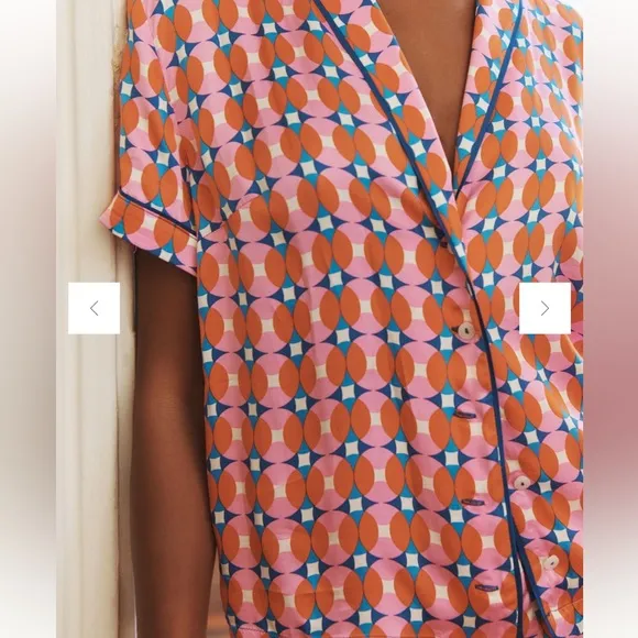 Anthropologie Silky Patterned Pajama Set